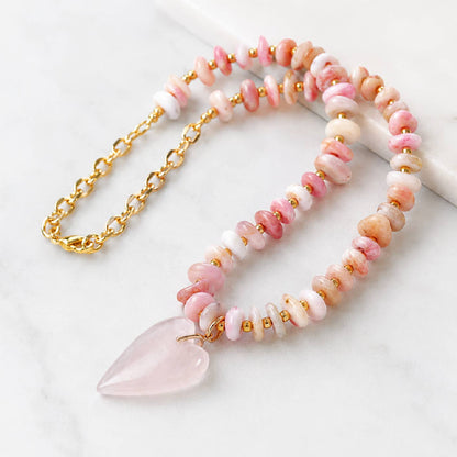 Hattie Pink Opal Beaded Necklace