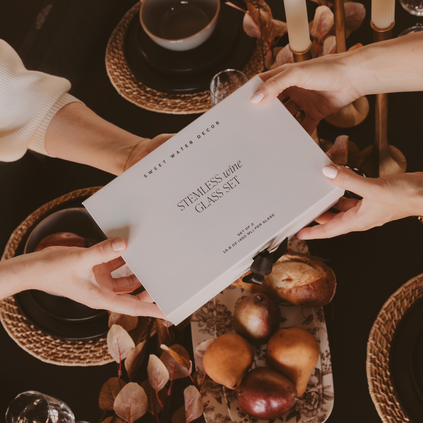 Delft Stemless Wine Glasses, Boxed Set of 2