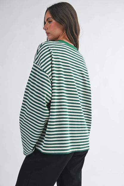 Oversized Stripe Long Sleeve Top