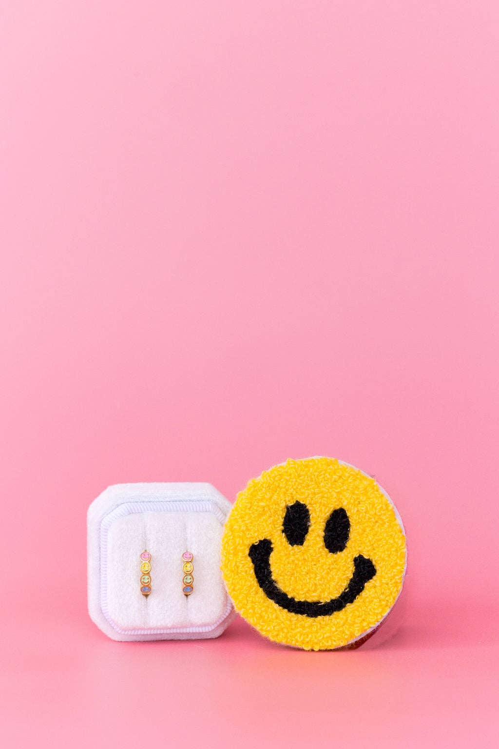 Smiley Chunky Huggie Hoops