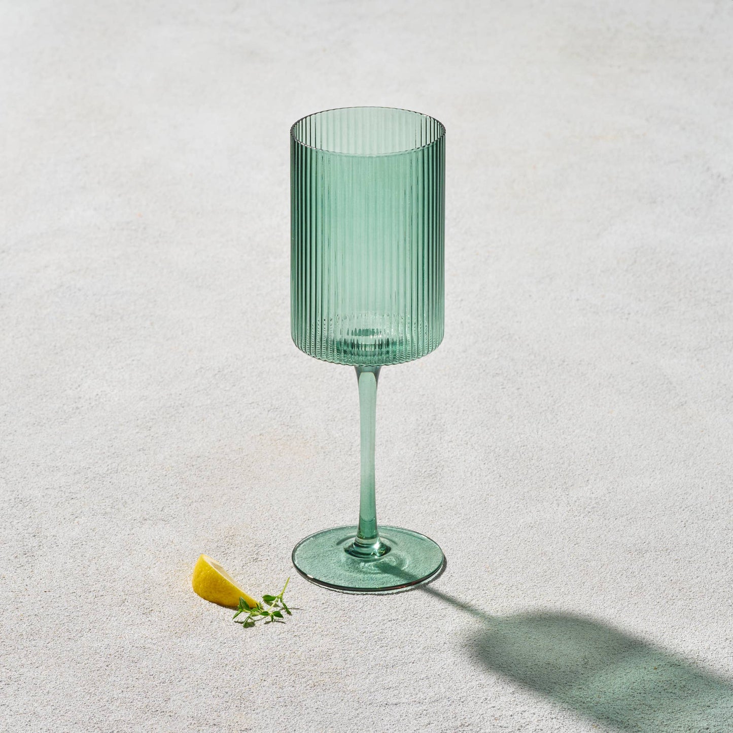 2 Pack Vikko Decor - Malibu, Ribbed Glass, Green, 10 oz Coupe