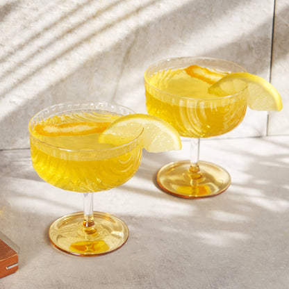 Gold-Plated Deco Cocktail Coupes – Set of 2 by Viski