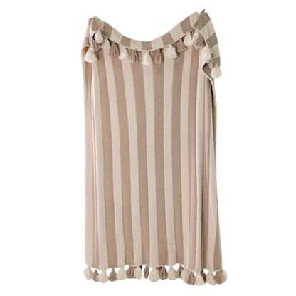 Striped Luxe Home Blanket with Tassels