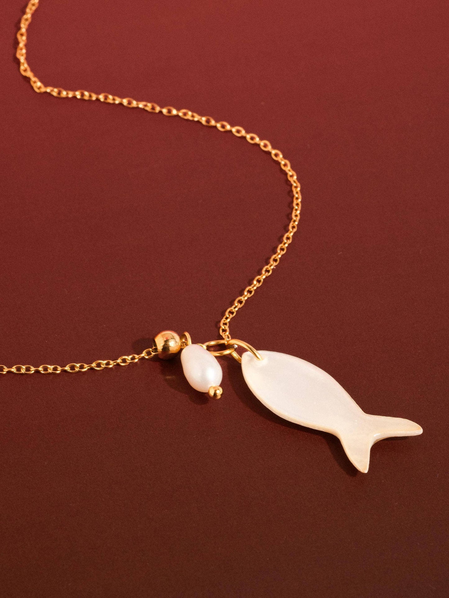 Coquette 18K Gold Non-Tarnish White Fish Necklace