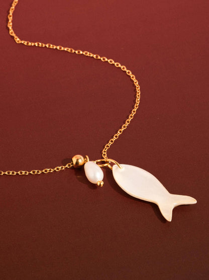Coquette 18K Gold Non-Tarnish White Fish Necklace