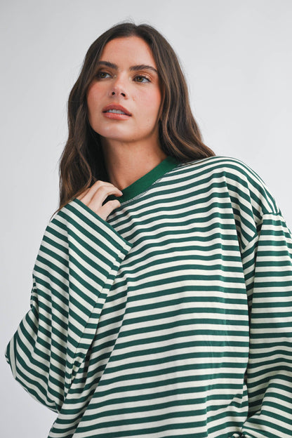 Oversized Stripe Long Sleeve Top