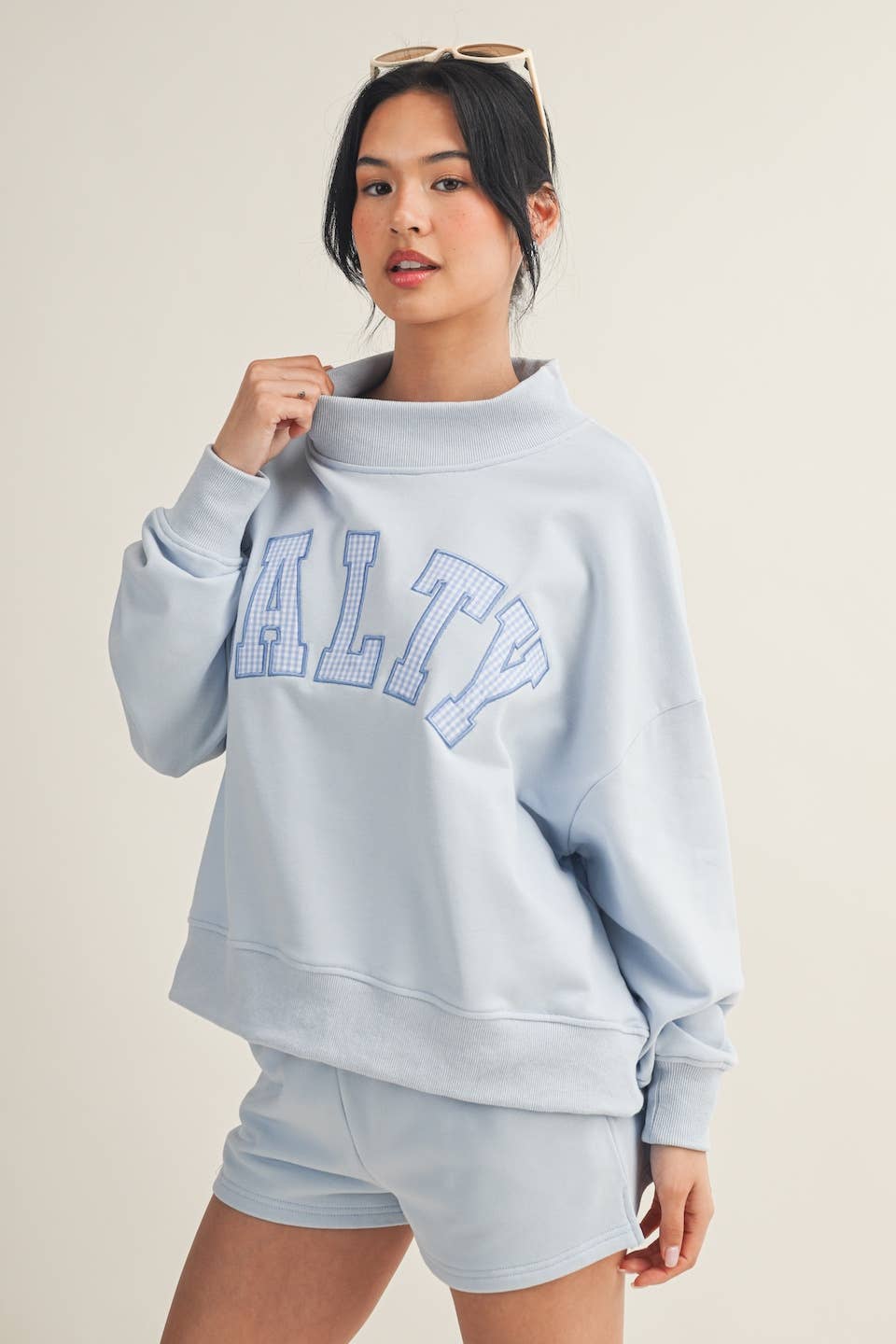 Salty Oversized Mock Neck Sweatshirt