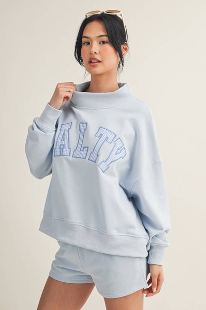 Salty Oversized Mock Neck Sweatshirt