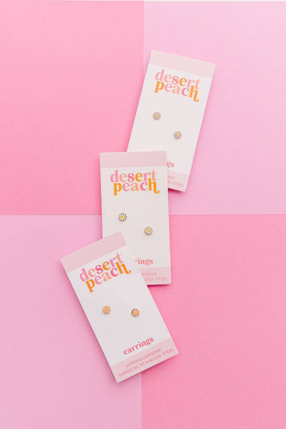 Pink Daisy Stud Earrings
