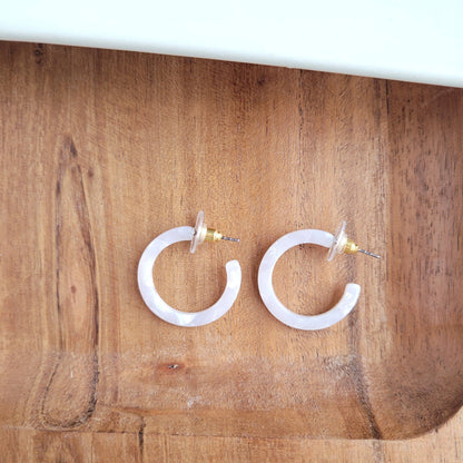 Cam Mini Hoops - Pearl // Jewelry, Earrings