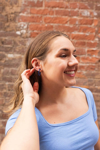 Cam Mini Hoops - Navy // Jewelry, Earrings, Fall
