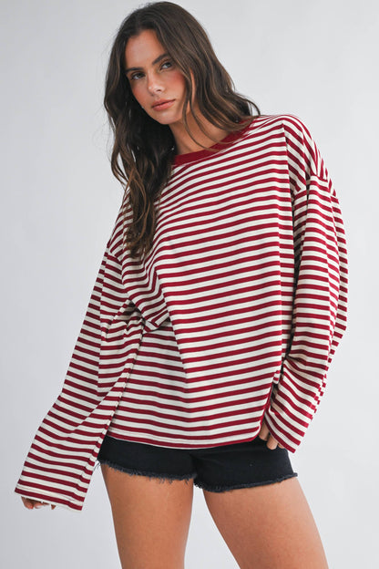 Oversized Stripe Long Sleeve Top