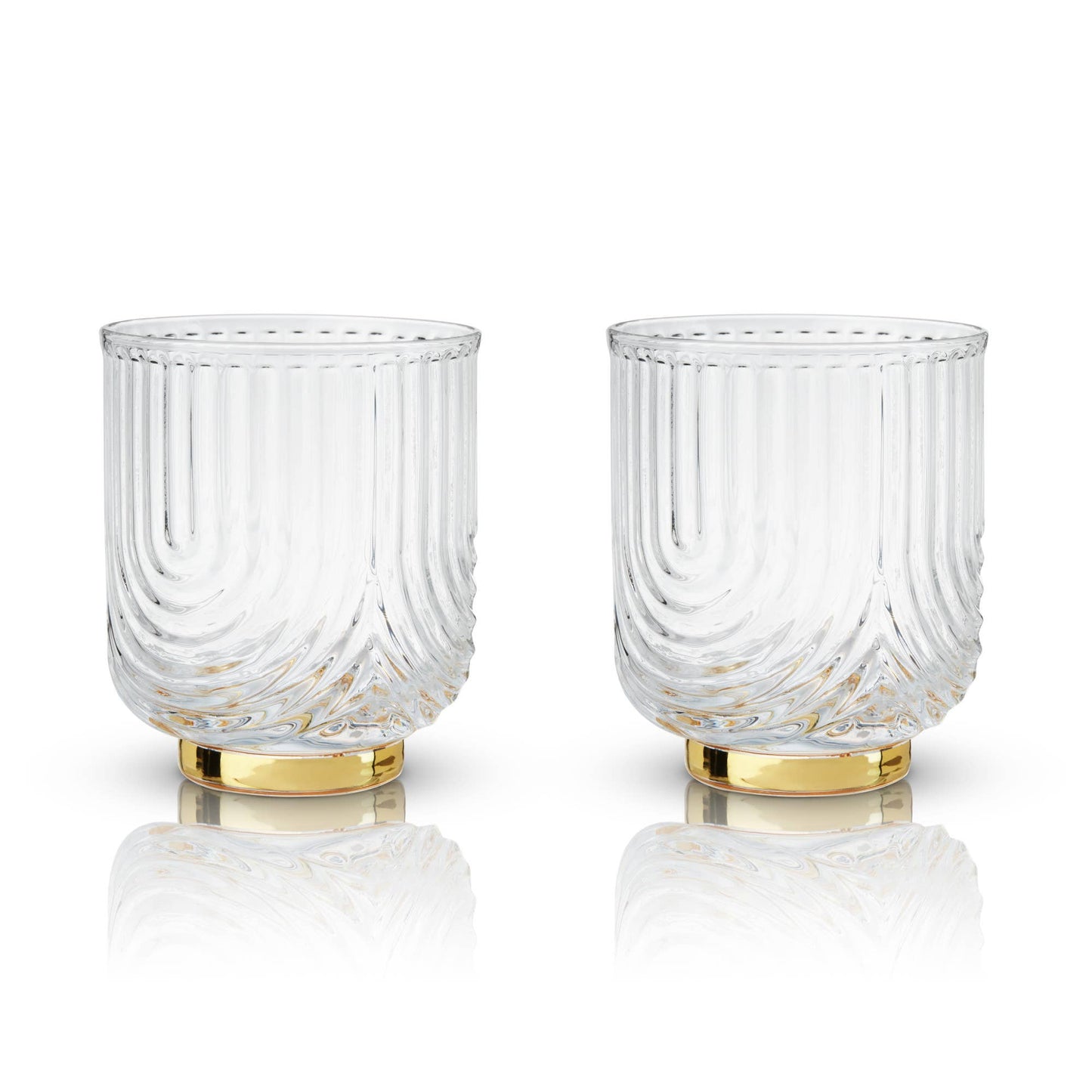 2 pack Gold Plated Lowball Glasses Gatsby