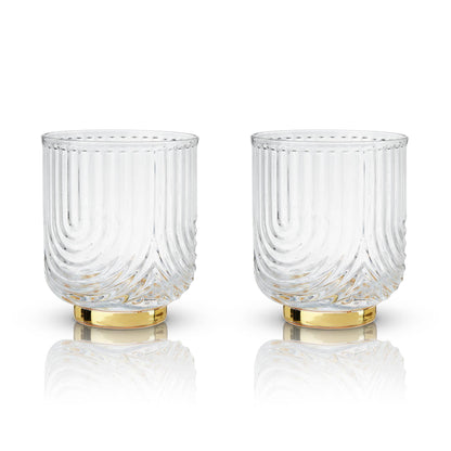 2 pack Gold Plated Lowball Glasses Gatsby