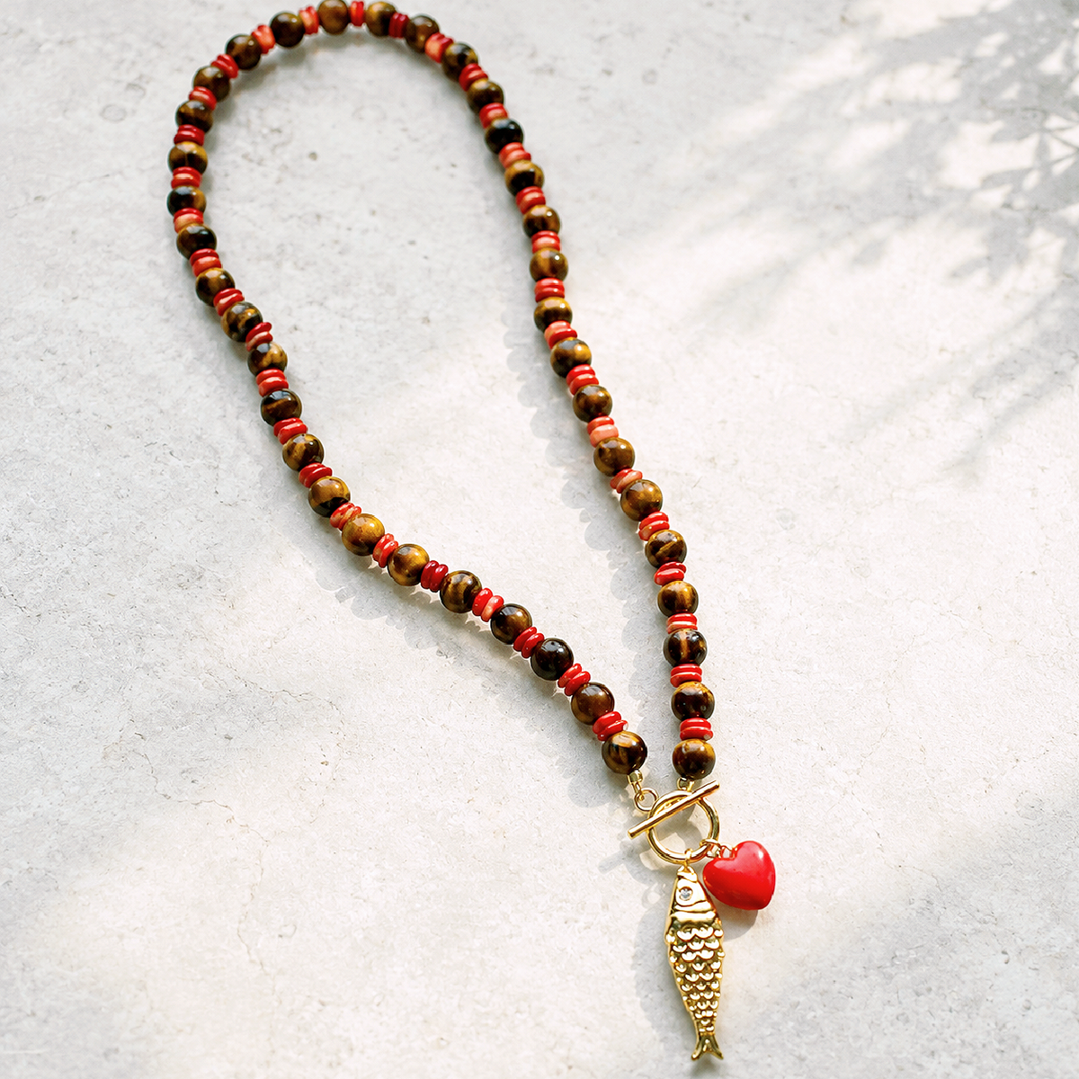 Tiger Eye Gemstone Toggle Necklace, Western Fall Jewelry