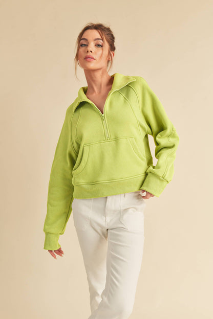 AEMI + CO Dove Funnel Neck Half Zip
