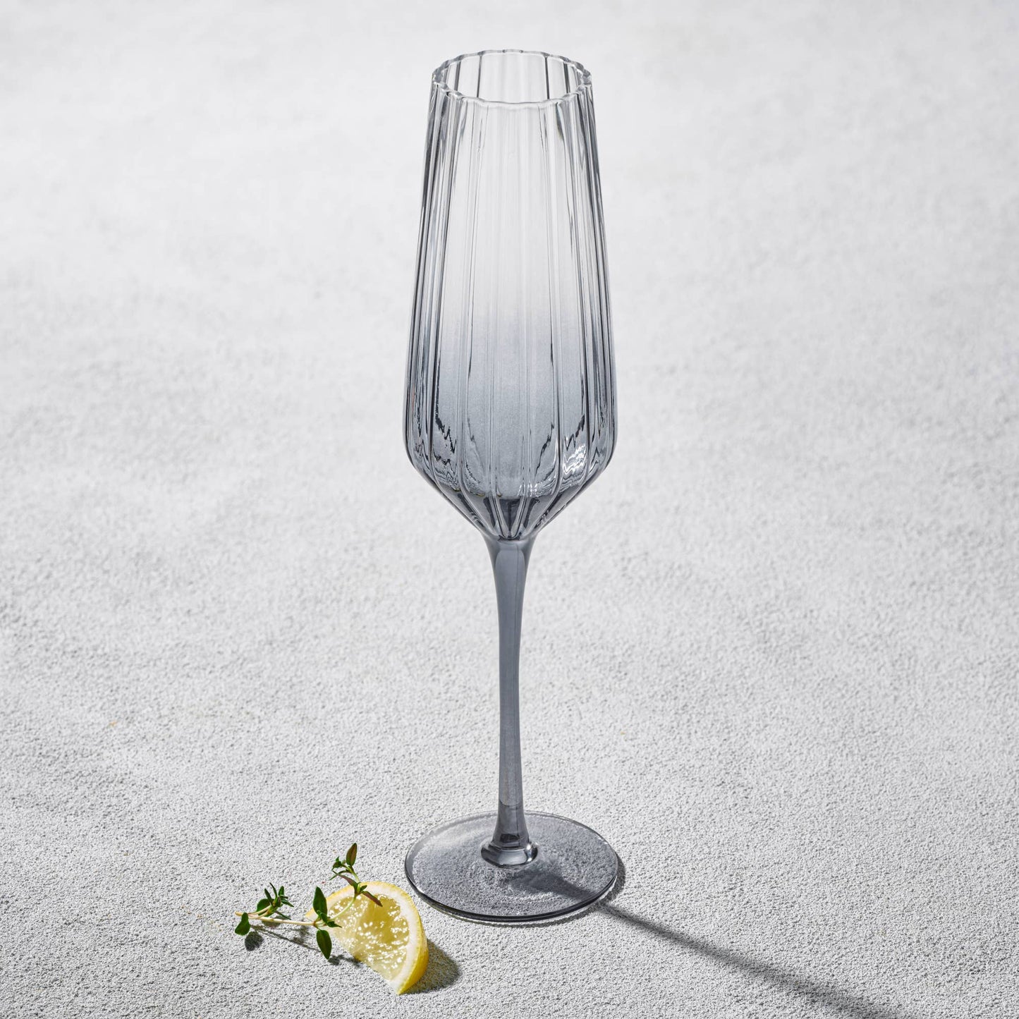 2 Pack Vikko - Decor, Elegant, Champagne Flute Glass, Smoked, 9 Oz