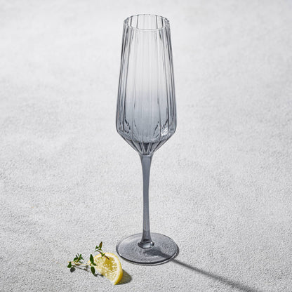 2 Pack Vikko - Decor, Elegant, Champagne Flute Glass, Smoked, 9 Oz