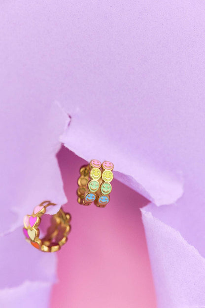 Smiley Chunky Huggie Hoops