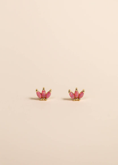 Opal Crown Stud - Pink - Gold Earrings