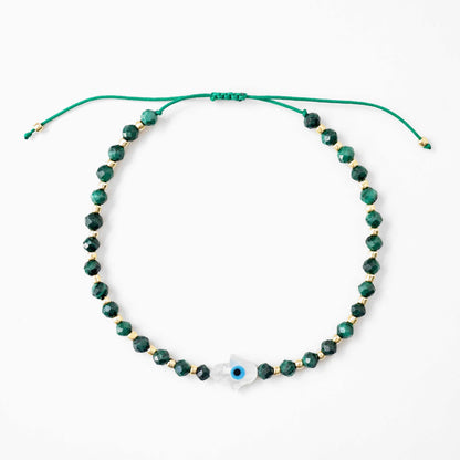 Hamsa Gemstone Bracelet, Malachite