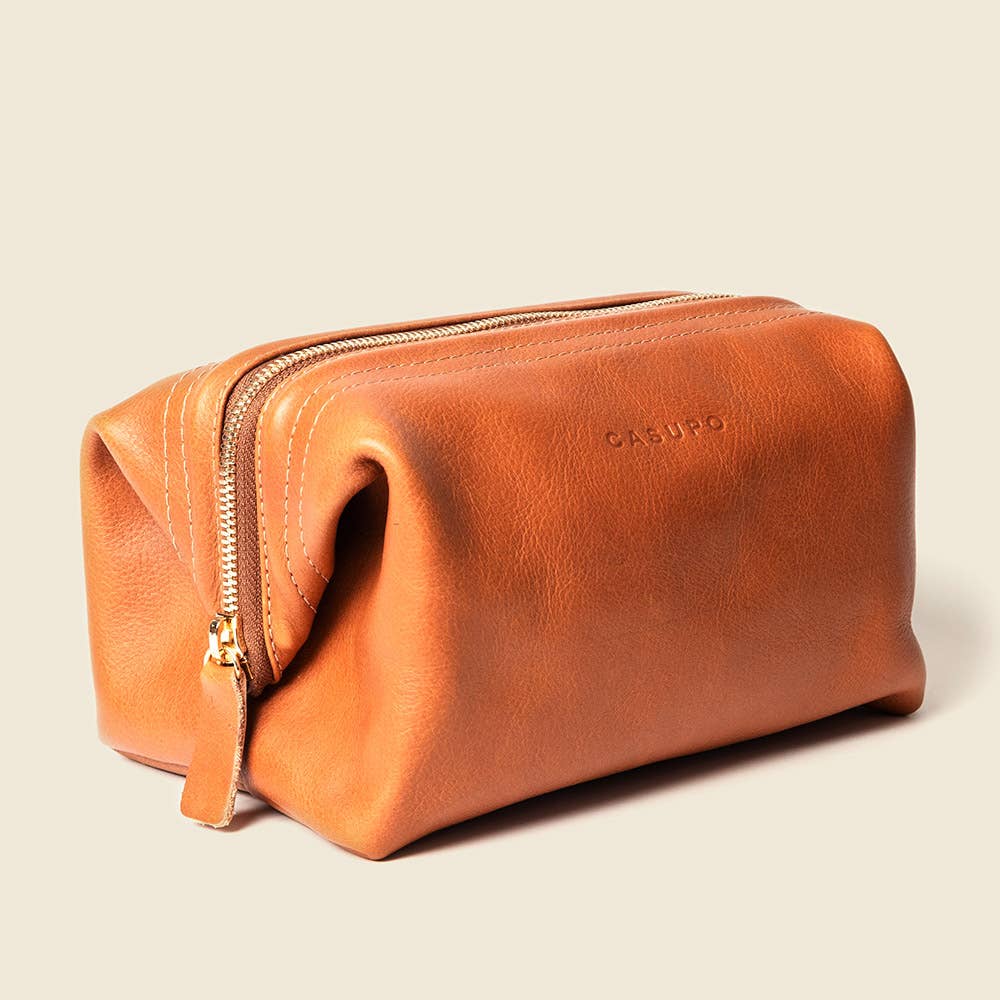Leather Toiletry Bag -Natural