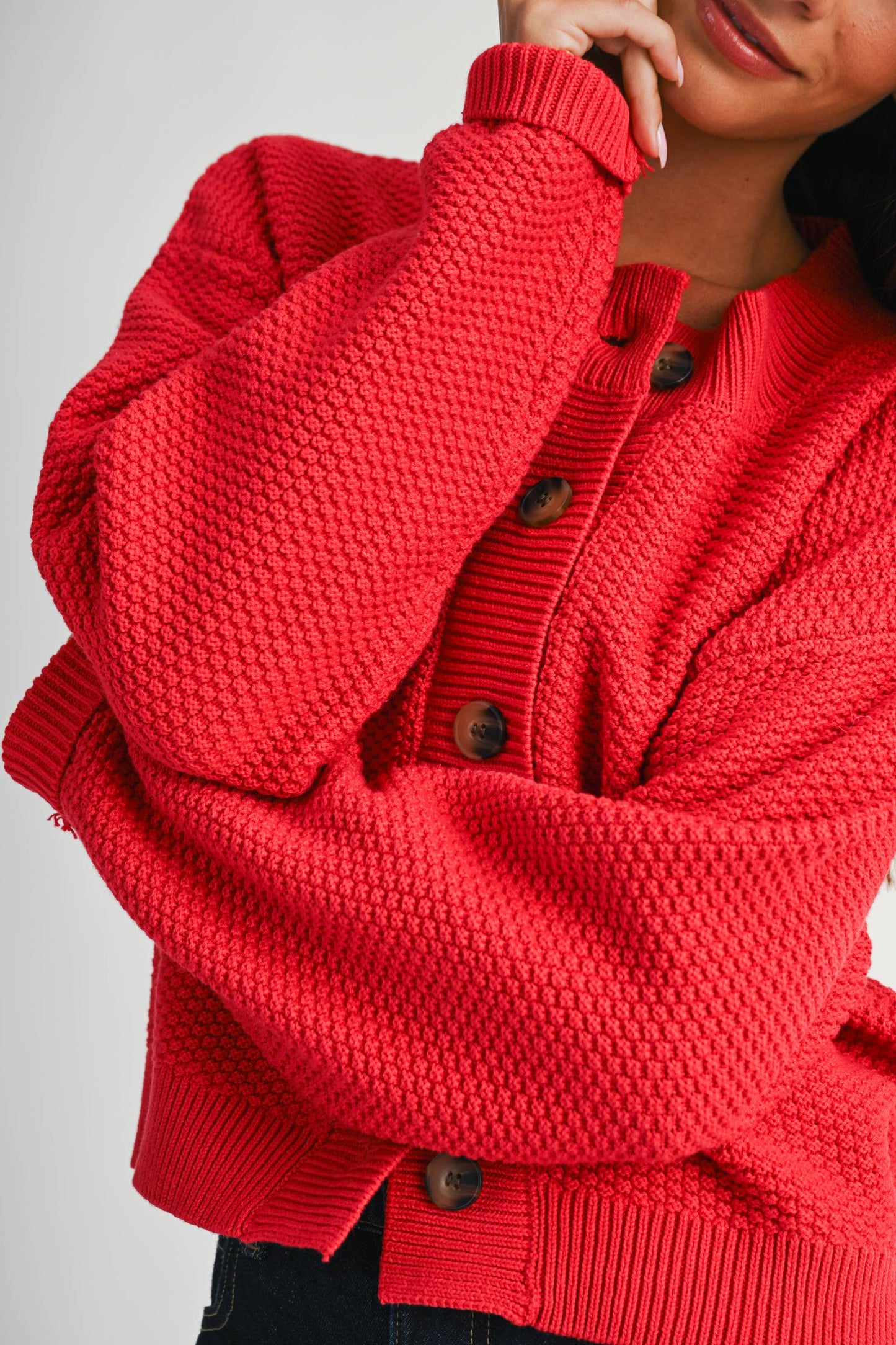 Textured Button Front Cardigan Sweater