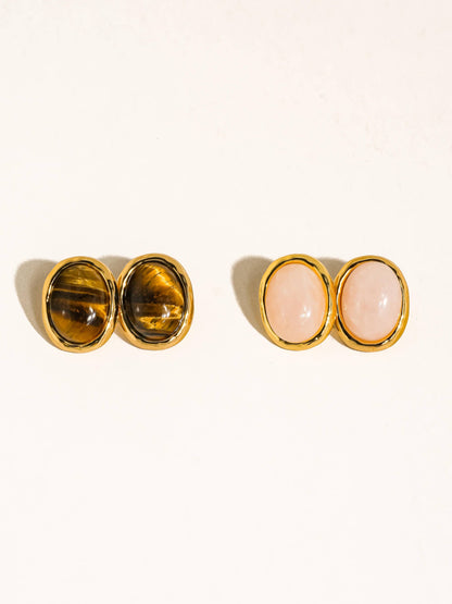Dahlia 18K Gold Vintage Natural Stone Earring