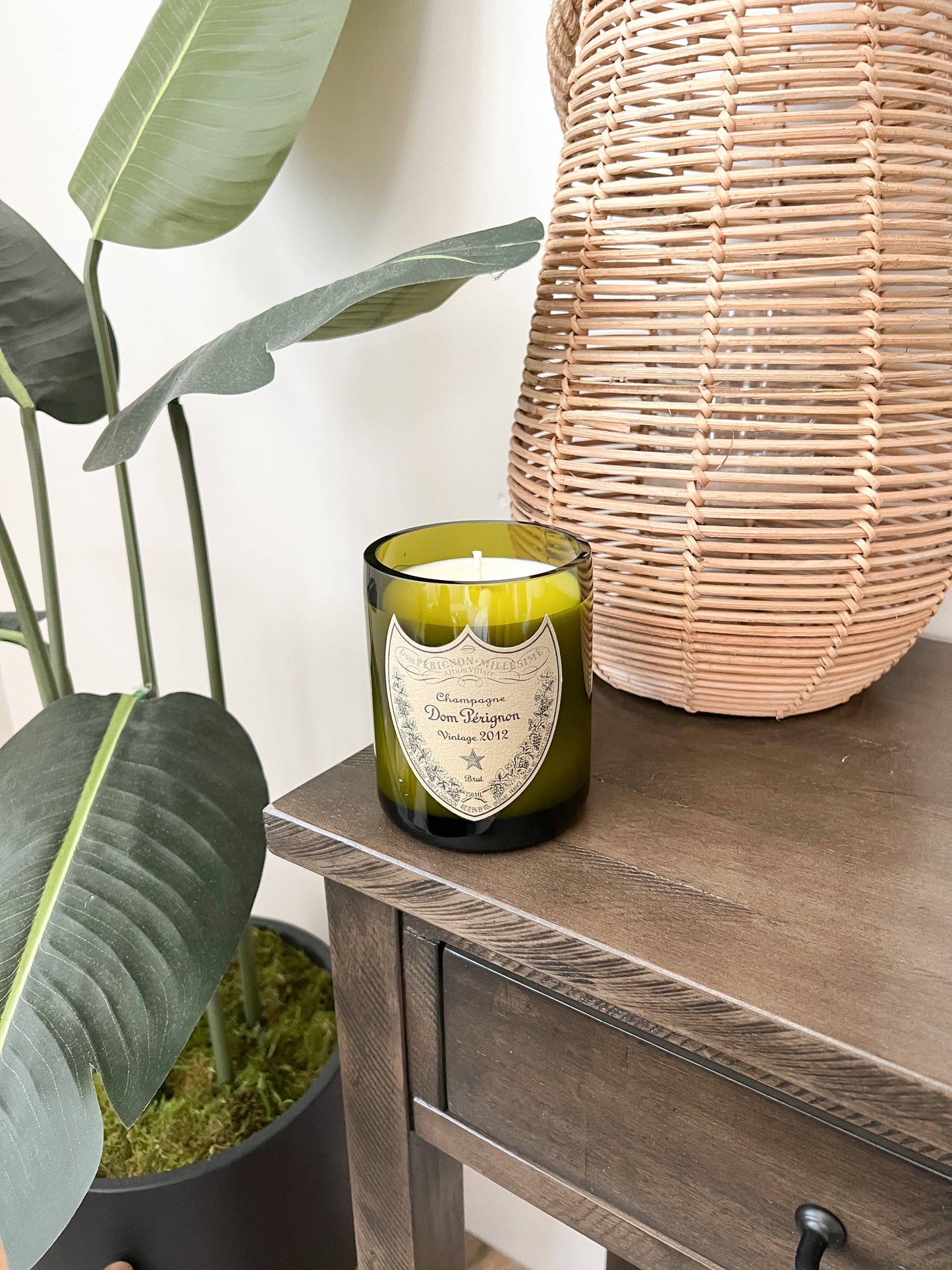 Recycled Dom P Bottle - Vintage Label Candle