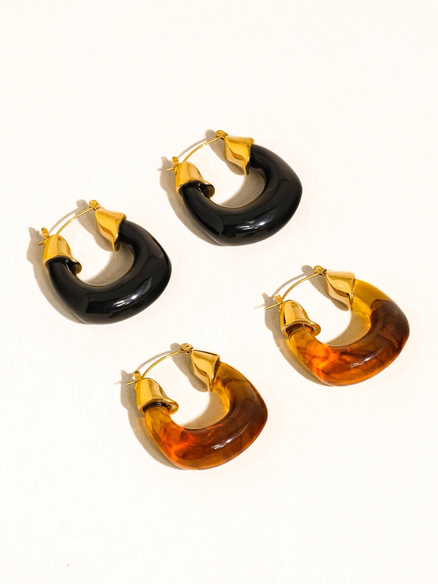 Arlowe 18K Gold Non-Tarnish Resin Hoop Earrings