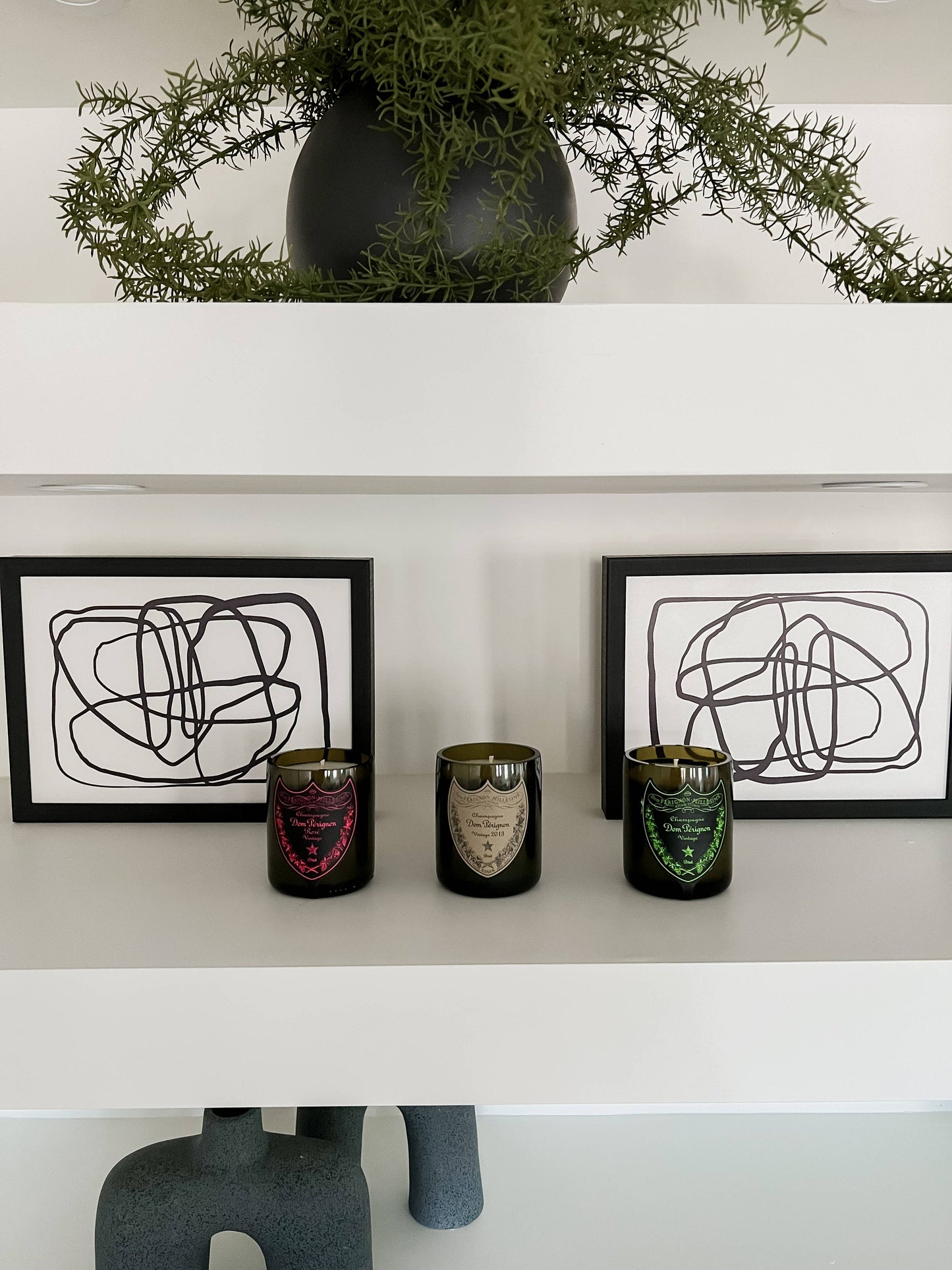 Recycled Dom P Bottle - Vintage Label Candle