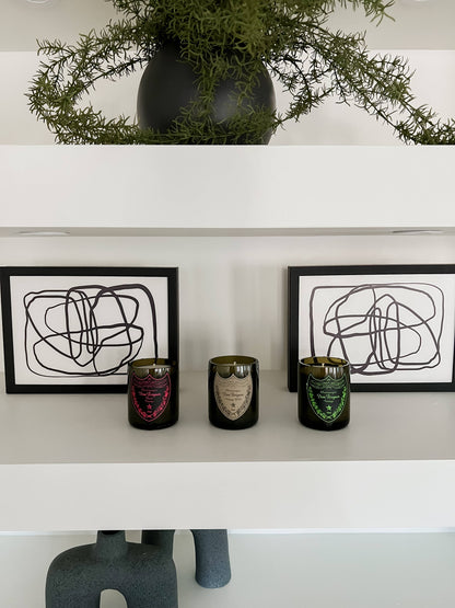 Recycled Dom P Bottle - Vintage Label Candle