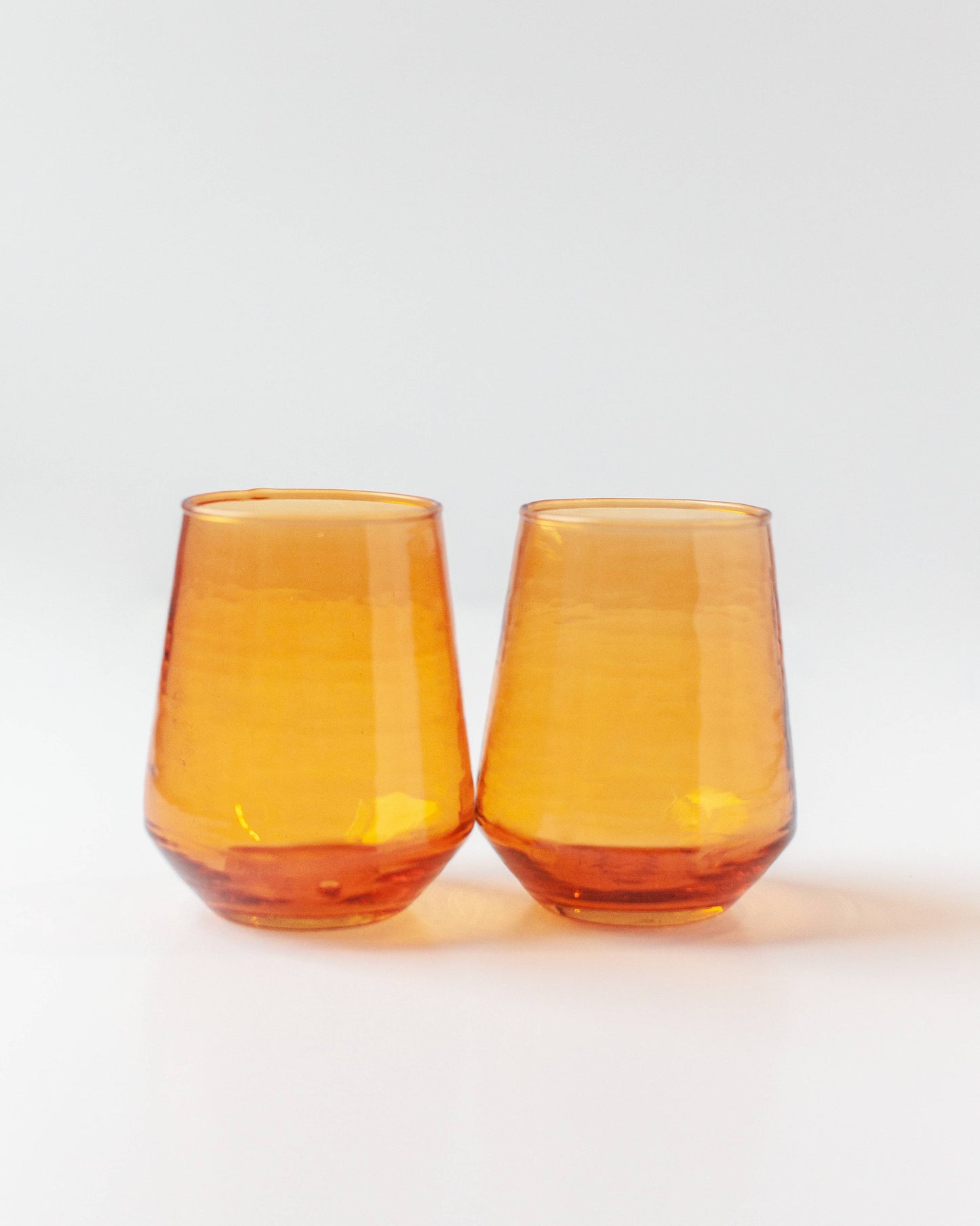 Handblown Hammered Glass Water Tumbler | Pair of 2