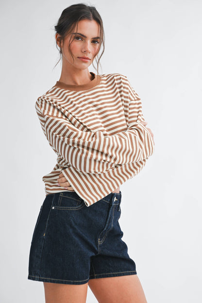 Oversized Stripe Long Sleeve Top