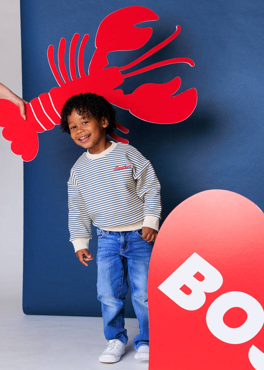 Youth Boston Striped Patch Sweatshirt