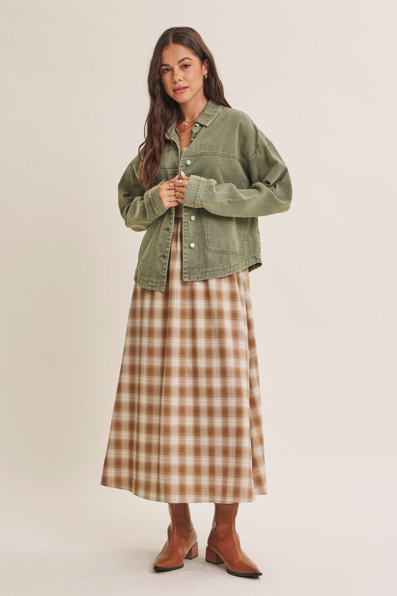 WASHED COTTON TWILL UTILITY OVERSIZED JACKET