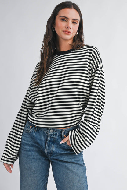 Oversized Stripe Long Sleeve Top