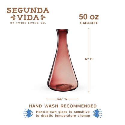 Segunda Vida Rosado Hand Blown Recycled Glass Wine Decanter