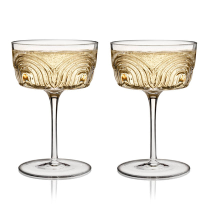 Deco Beau Crystal Cocktail Coupes Set of 2