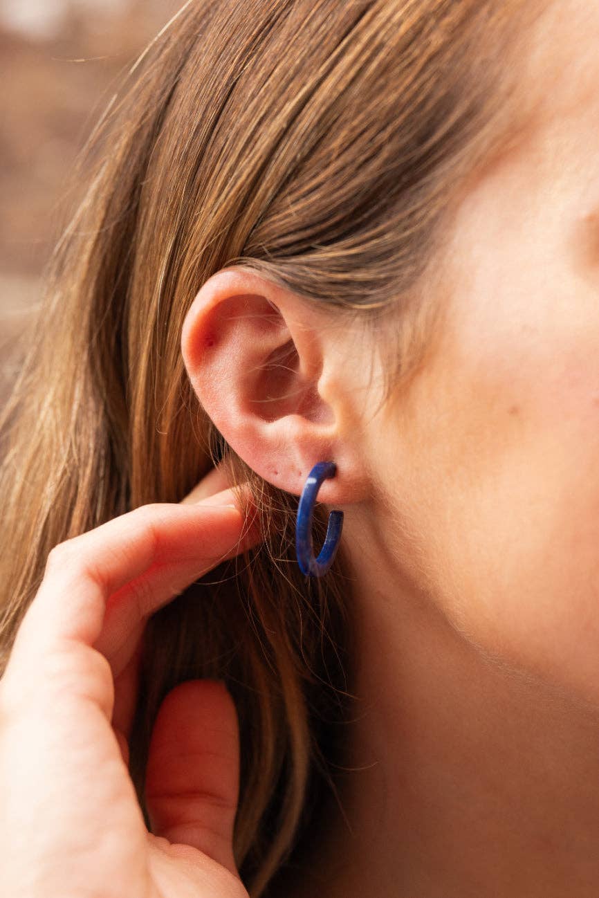 Cam Mini Hoops - Navy // Jewelry, Earrings, Fall