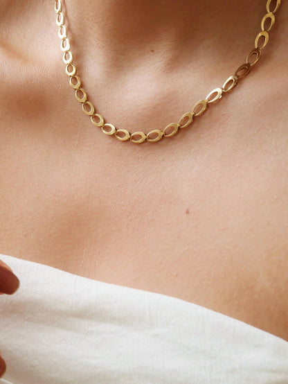 Thessaly 18K Gold Non-Tarnish Oval Link Chain Necklace