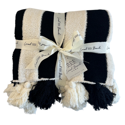 Striped Luxe Home Blanket with Tassels
