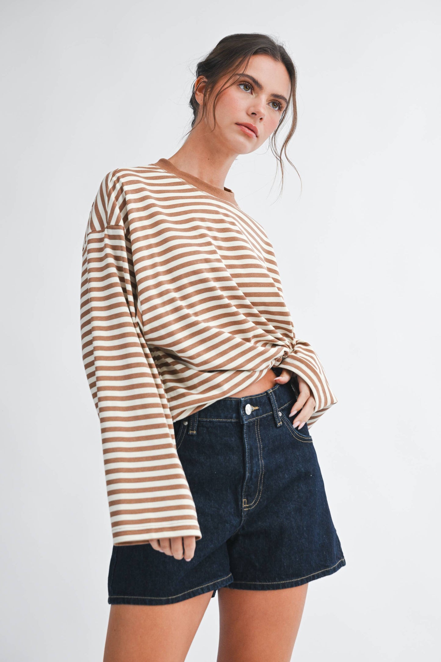 Oversized Stripe Long Sleeve Top