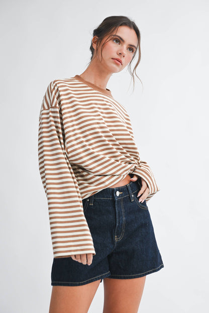 Oversized Stripe Long Sleeve Top
