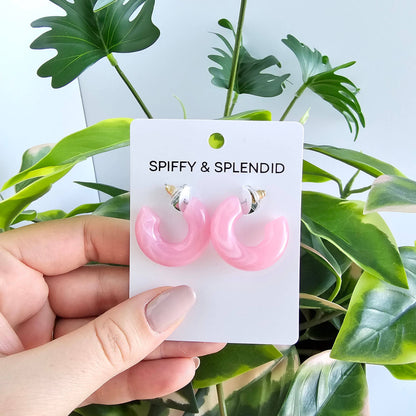 Chloe Hoops - Pink // Jewelry, Earrings