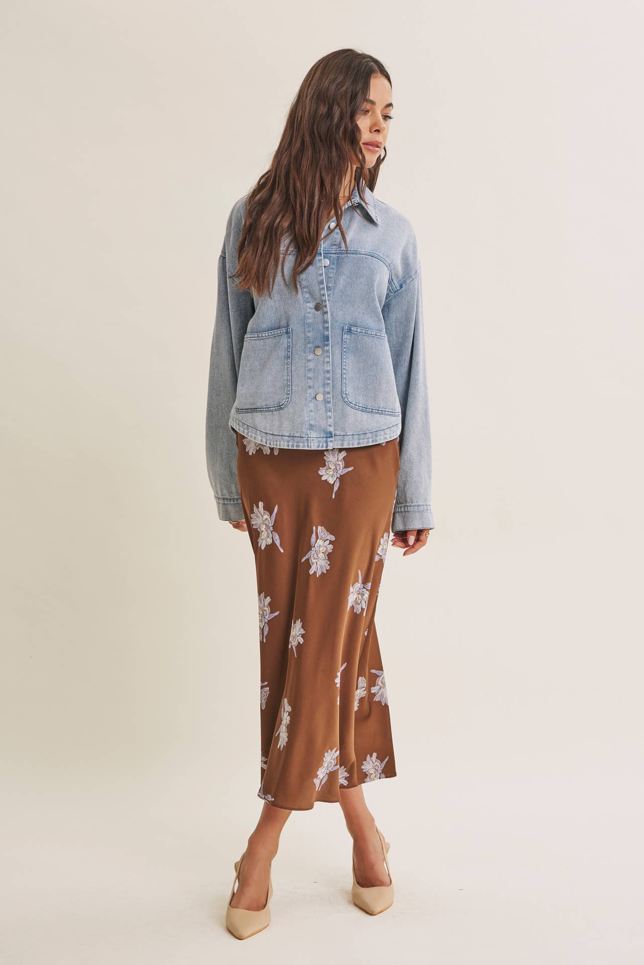 WASHED COTTON TWILL UTILITY OVERSIZED JACKET