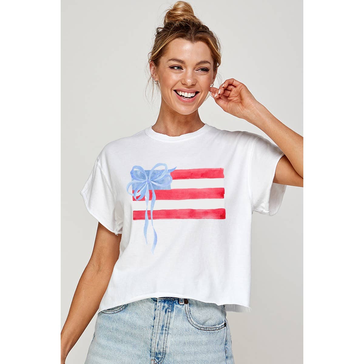 PREPPY AMERICAN FLAG  VINTAGE GRAPHIC CROP TOP