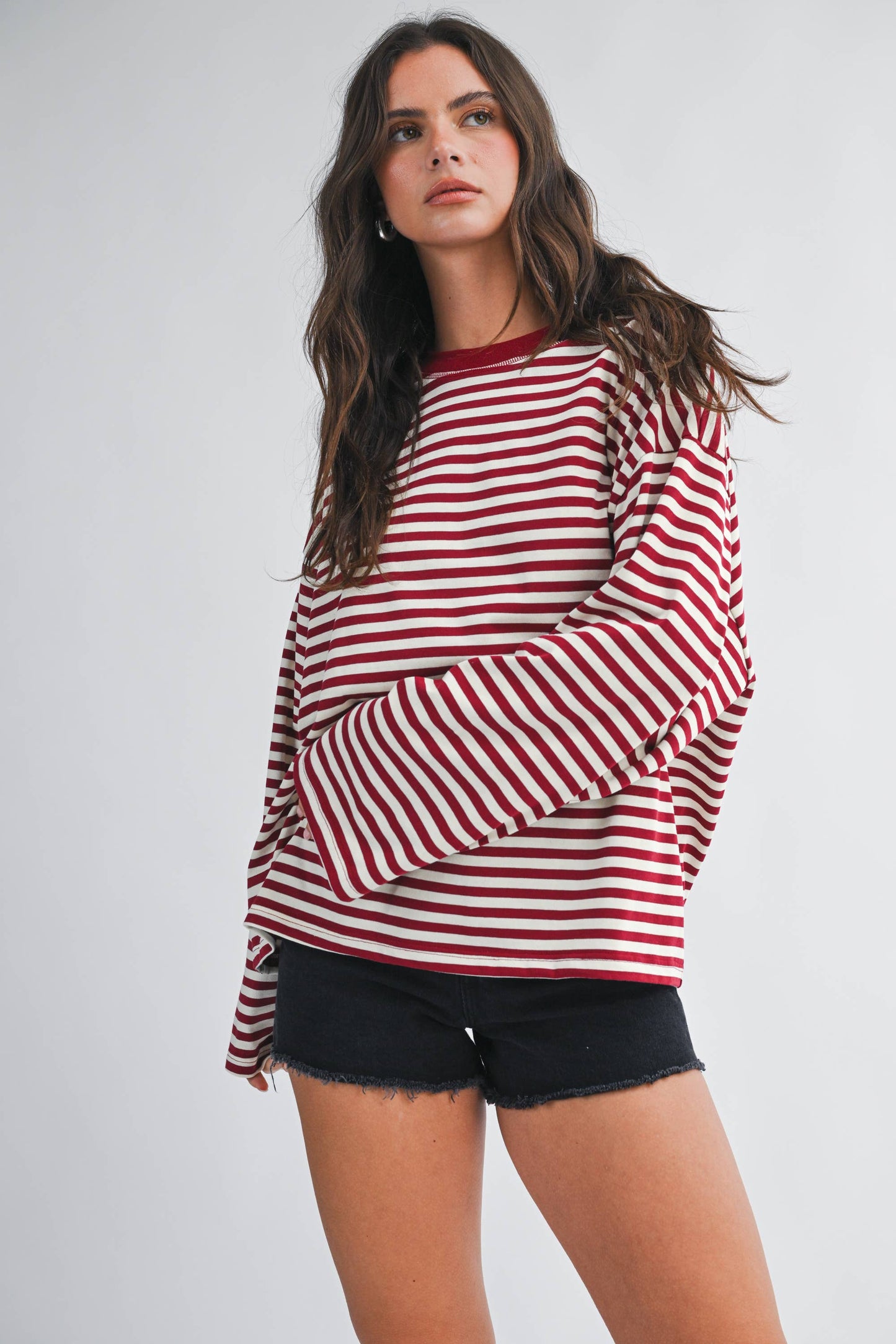 Oversized Stripe Long Sleeve Top