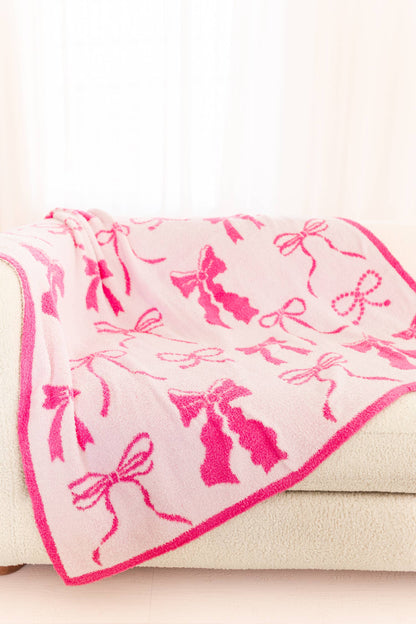 Wrapped in Bows - Plush Cozy Pink Bow Luxury Throw Blanket