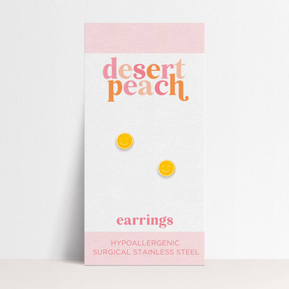 Yellow Smiley Stud Earrings